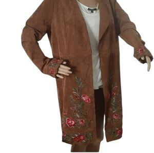 CURATION'S women's Bohemian Faux Suede Duster Topper size M